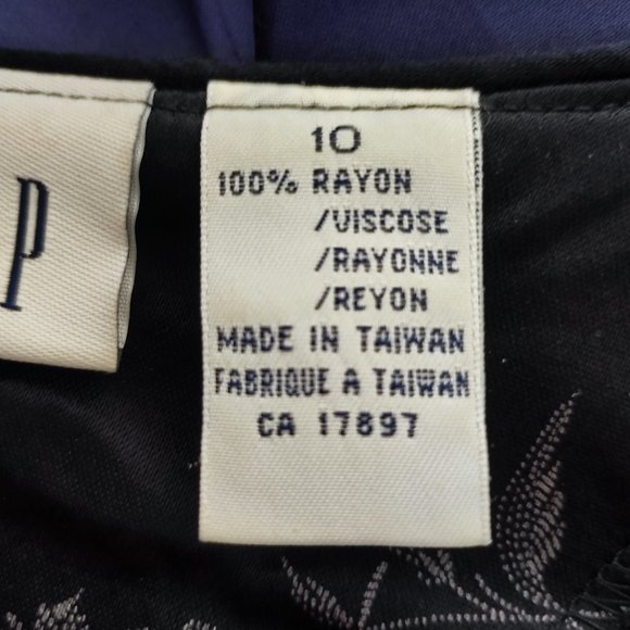 GAP Maxi Dress black with beige floral design woman's size 10 - Picture 7 of 9